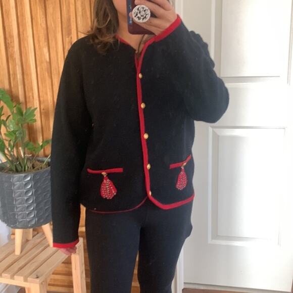 Pendelton vintage Virgin Wool‎ Holiday Gold Button Front Sweater. M - Picture 1 of 10